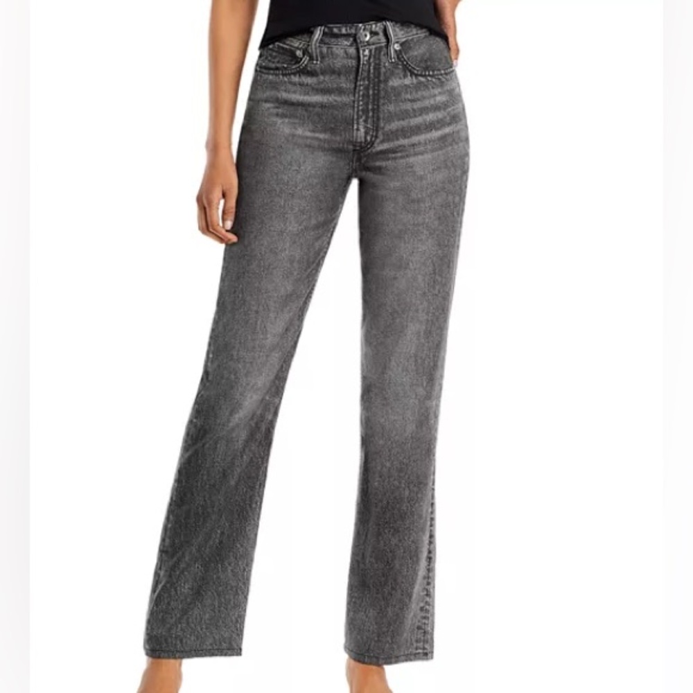 NWT Rag & Bone Liquid Alex High Rise Straight 25 MIRAMAR tencel gray